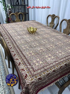رومیزی چاپ قلمکار شیخی سایز 160 در 240 طرح دو رو (بند رومی و ایوان عالیقاپو)