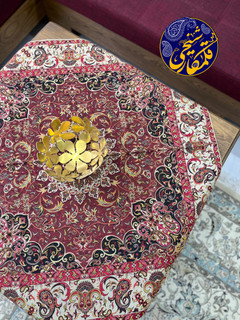 رومیزی مربع ترمه نخ ابریشم